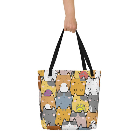 "Mixed Cats" - Large Tote Bag 16"x20" - Pfresh