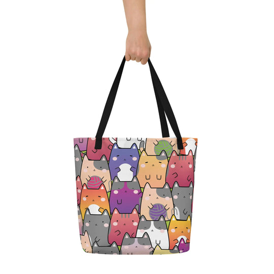 "Radiant Cats" - Large Tote Bag 16"x20" - Pfresh