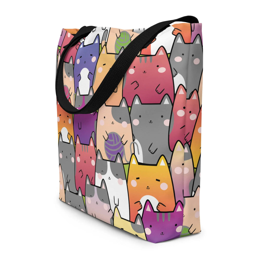 "Radiant Cats" - Large Tote Bag 16"x20" - Pfresh