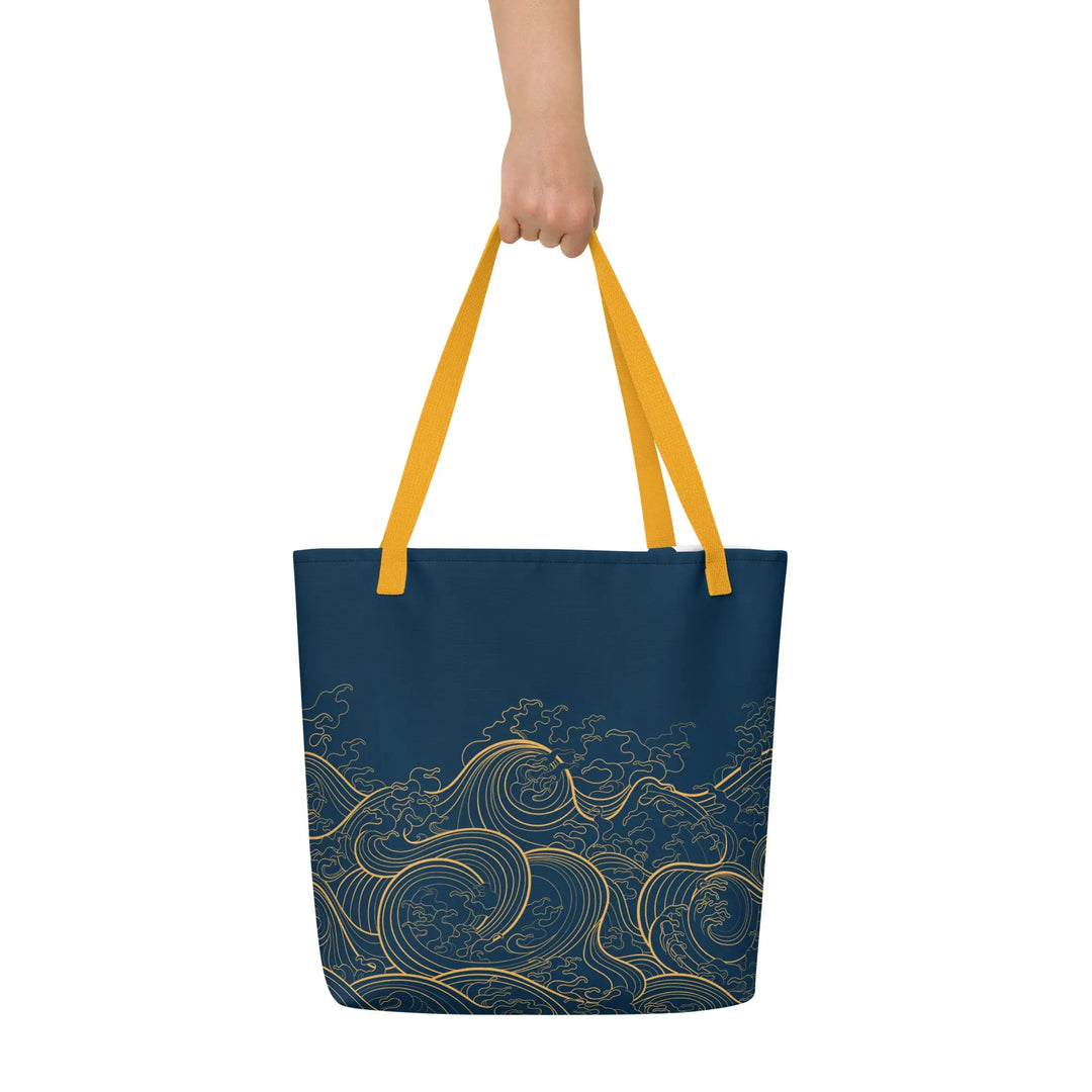 "Ocean One" Golden Waves - Large Tote Bag - 16" x 20" - Pfresh