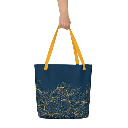 "Ocean One" Golden Waves - Large Tote Bag - 16" x 20" - Pfresh