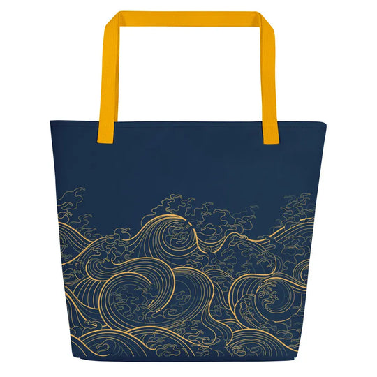 "Ocean One" Golden Waves - Large Tote Bag - 16" x 20" - Pfresh