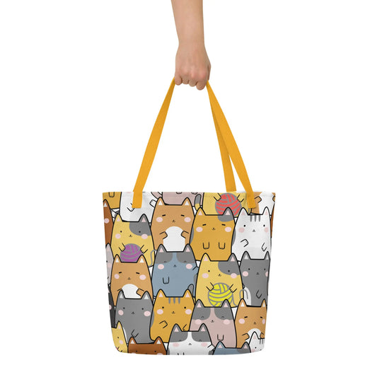 "Mixed Cats" - Large Tote Bag 16"x20" - Pfresh