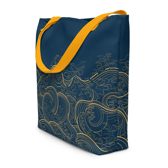 "Ocean One" Golden Waves - Large Tote Bag - 16" x 20" - Pfresh