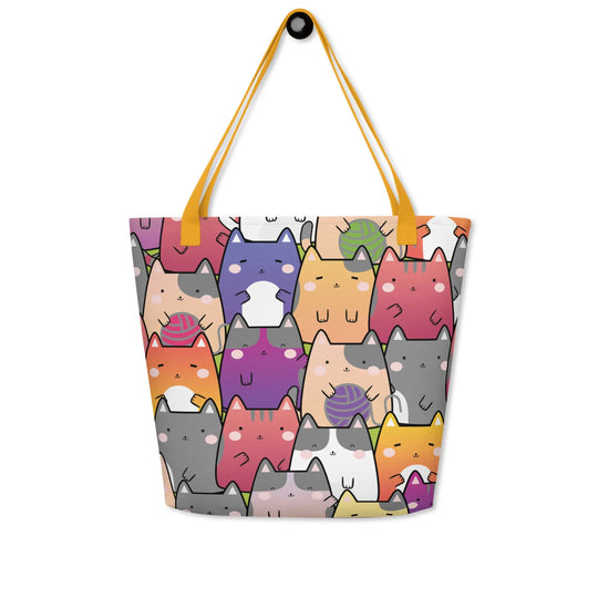 "Radiant Cats" - Large Tote Bag 16"x20" - Pfresh