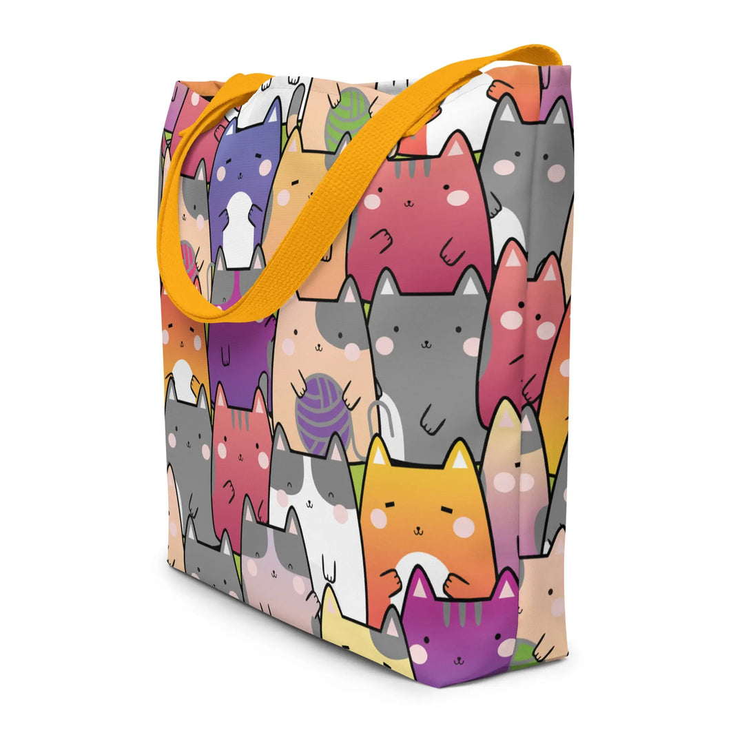 "Radiant Cats" - Large Tote Bag 16"x20" - Pfresh