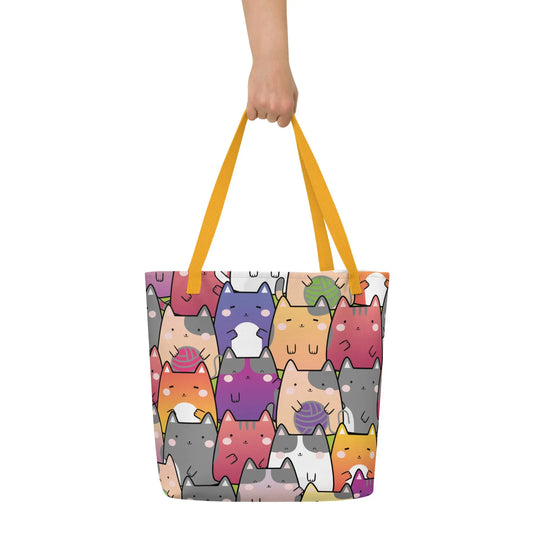 "Radiant Cats" - Large Tote Bag 16"x20" - Pfresh