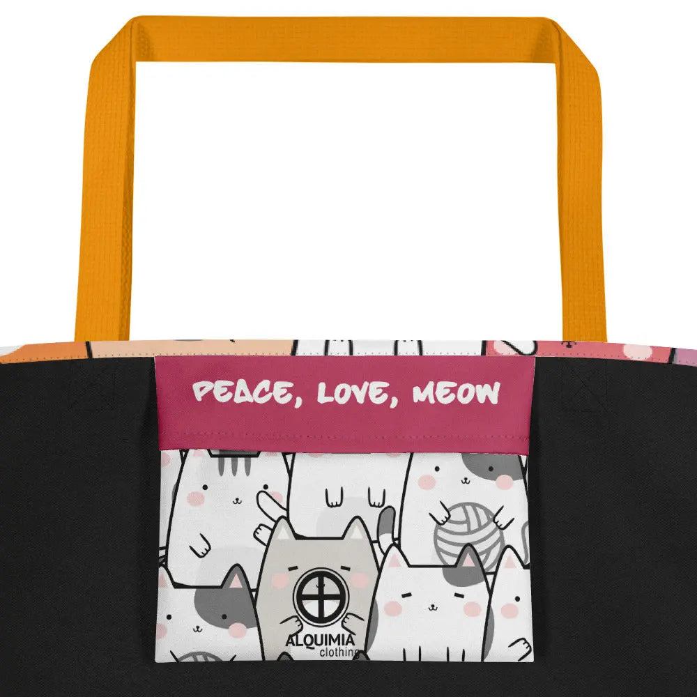 "Radiant Cats" - Large Tote Bag 16"x20" - Pfresh