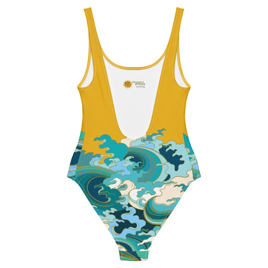 "Ocean One" - Ochre Skies, One-Piece Women's Swimsuit - Pfresh