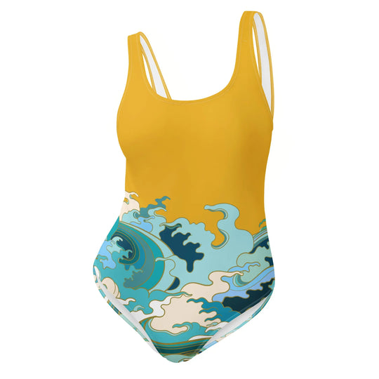 "Ocean One" - Ochre Skies, One-Piece Women's Swimsuit - Pfresh