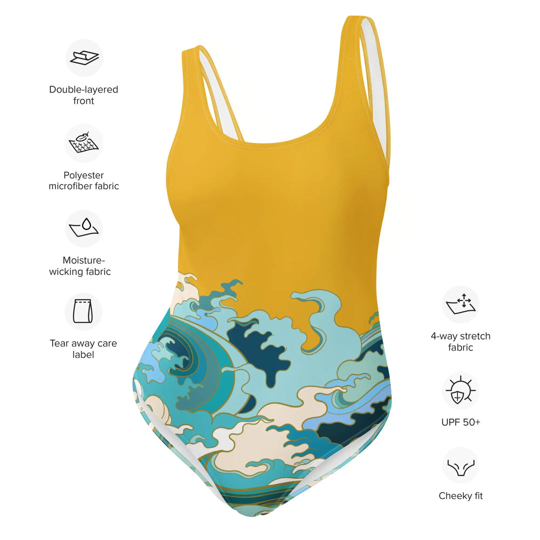 "Ocean One" - Ochre Skies, One-Piece Women's Swimsuit - Pfresh