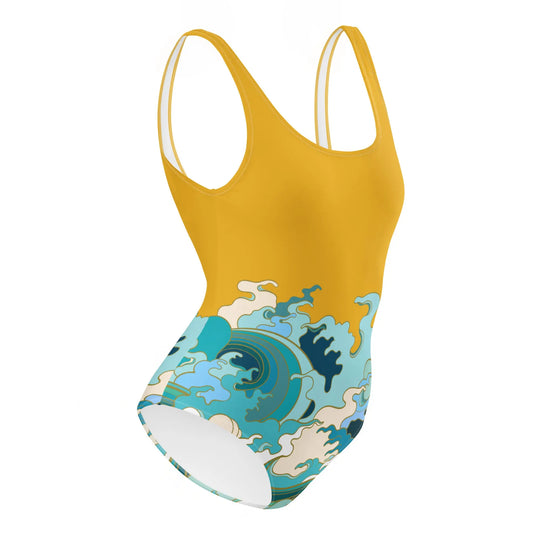 "Ocean One" - Ochre Skies, One-Piece Women's Swimsuit - Pfresh