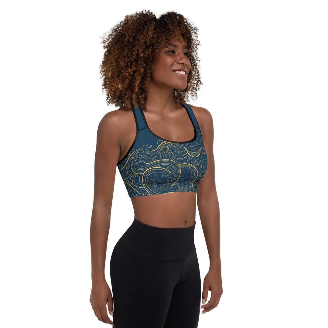 "Ocean One" Golden Waves - Padded Sports Bra - Pfresh