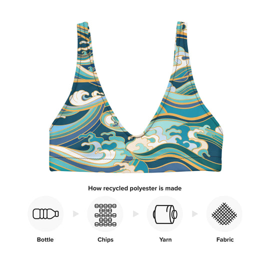 "Ocean One" - Crashing Waves - padded bikini top - Pfresh