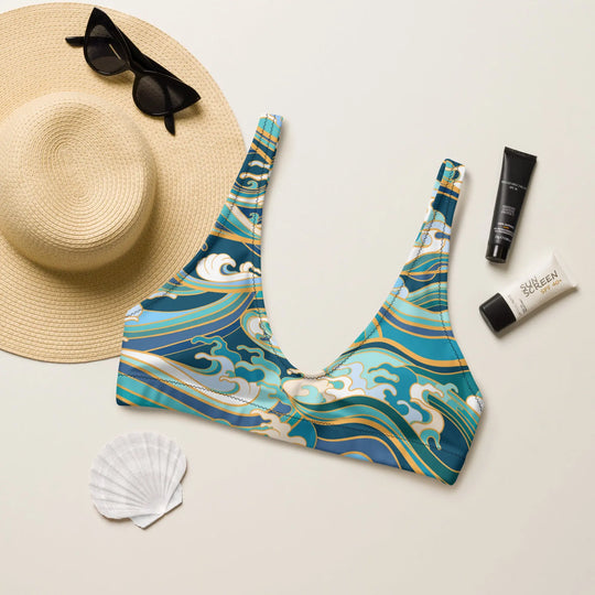 "Ocean One" - Crashing Waves - padded bikini top - Pfresh