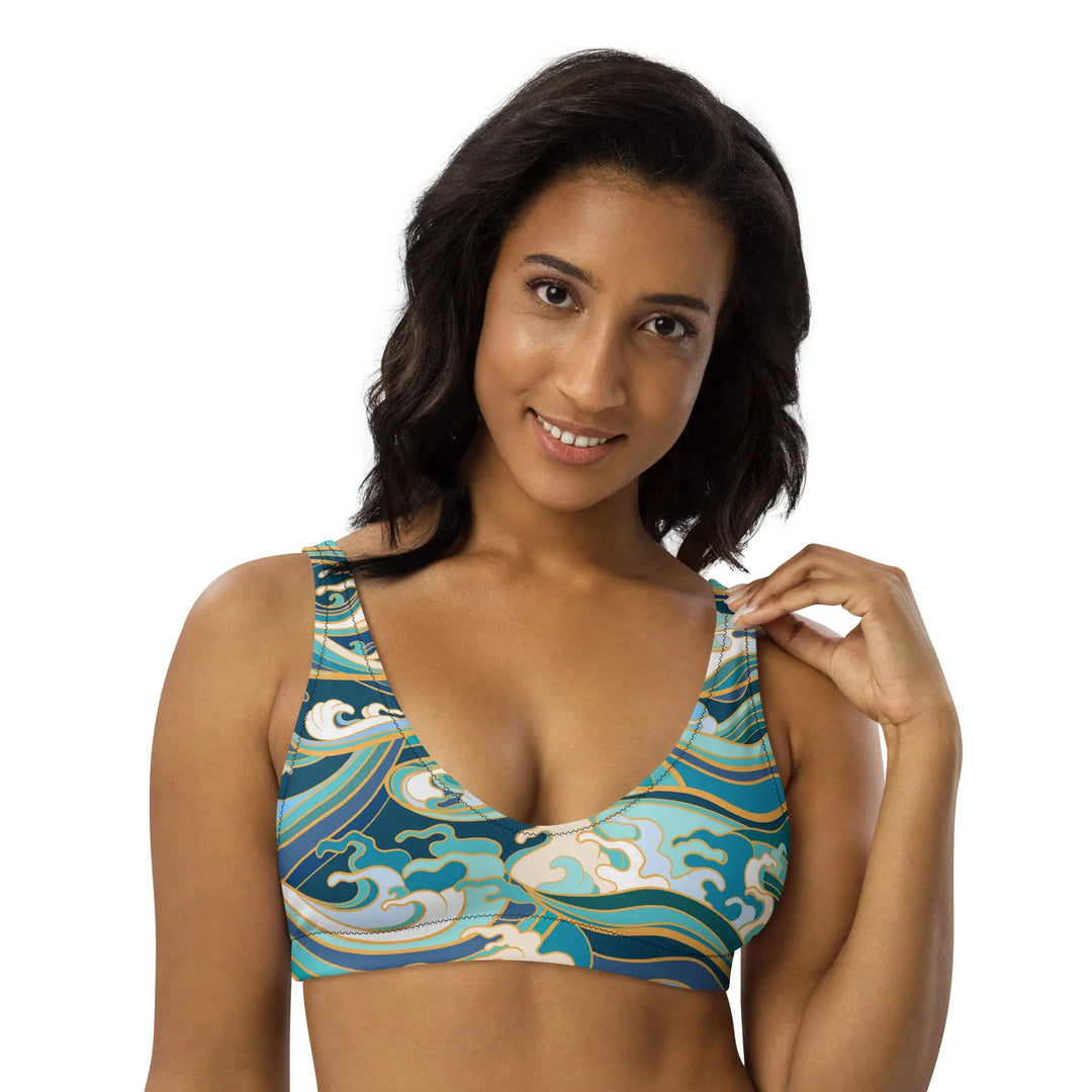 "Ocean One" - Crashing Waves - padded bikini top - Pfresh