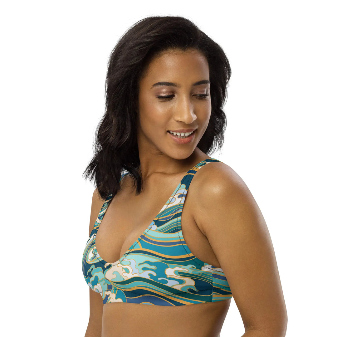 "Ocean One" - Crashing Waves - padded bikini top - Pfresh