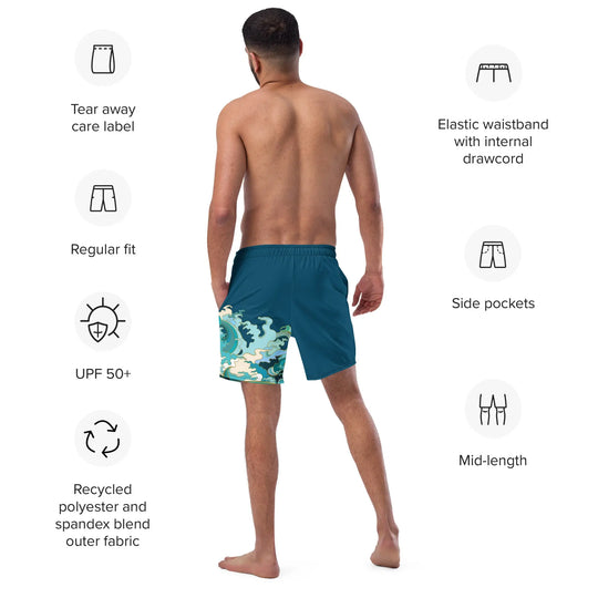 "Ocean One" Crashing Waves pattern - Men's Swim Trunks - Pfresh