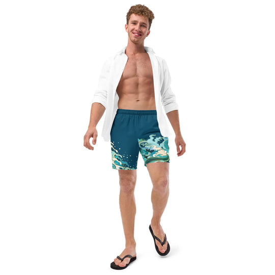 "Ocean One" Crashing Waves pattern - Men's Swim Trunks - Pfresh