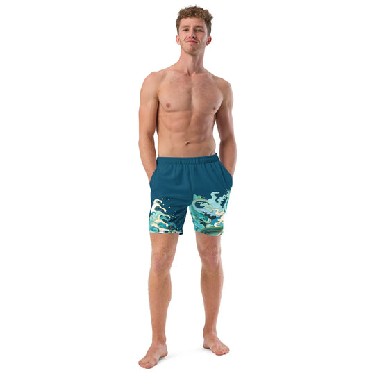 "Ocean One" Crashing Waves pattern - Men's Swim Trunks - Pfresh