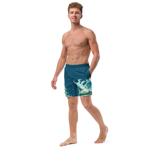 "Ocean One" Crashing Waves pattern - Men's Swim Trunks - Pfresh