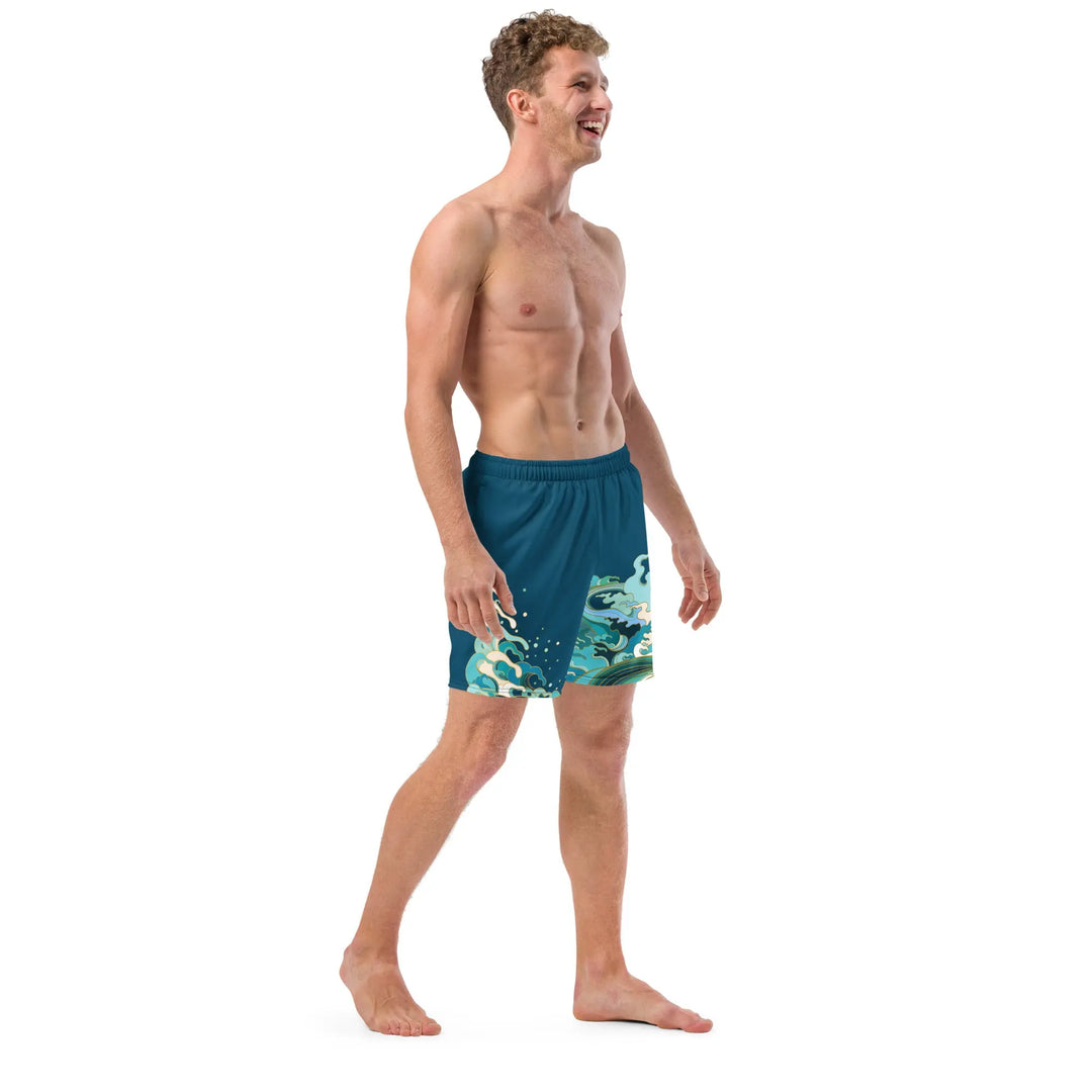 "Ocean One" Crashing Waves pattern - Men's Swim Trunks - Pfresh