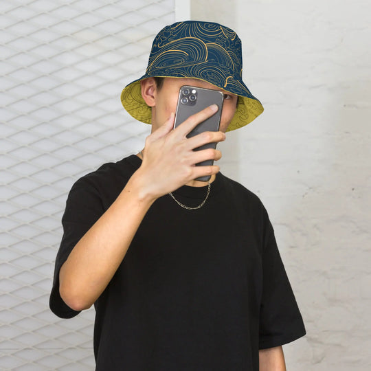 "Ocean One" - Golden Waves - reversible Bucket Hat - Pfresh