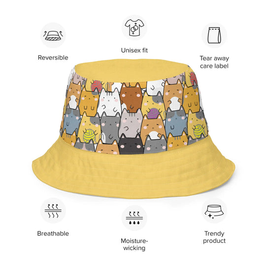 "Mixed Cats" - reversible Bucket Hat - Pfresh