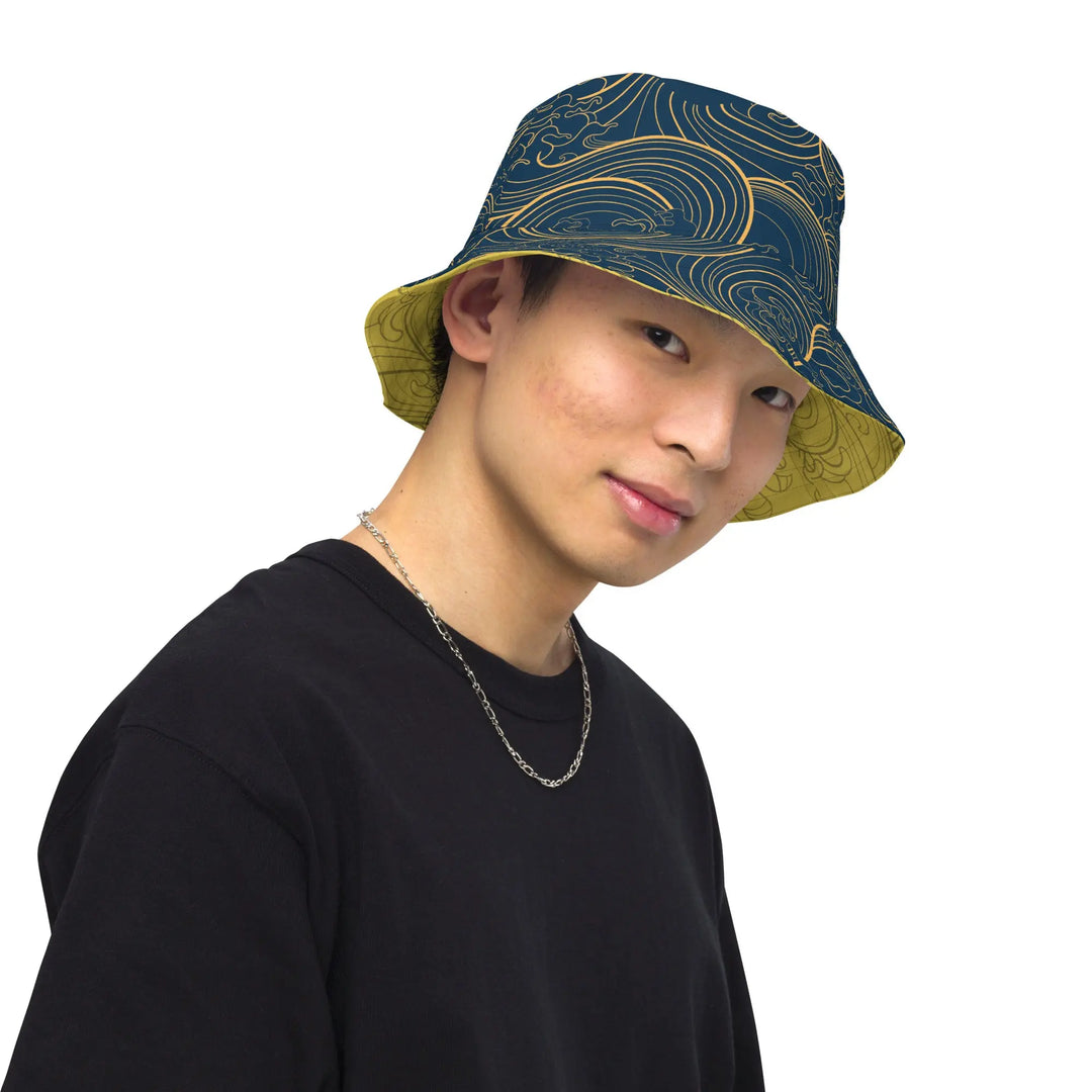 "Ocean One" - Golden Waves - reversible Bucket Hat - Pfresh