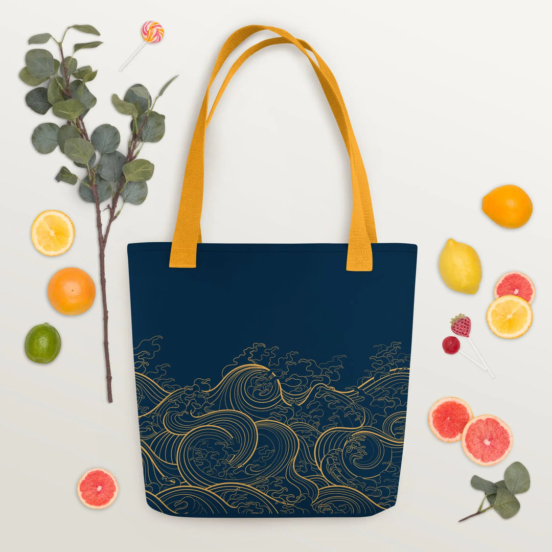 "Ocean One" - Golden Waves - Small Tote Bag 15"x15" - Pfresh