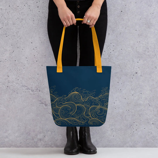 "Ocean One" - Golden Waves - Small Tote Bag 15"x15" - Pfresh