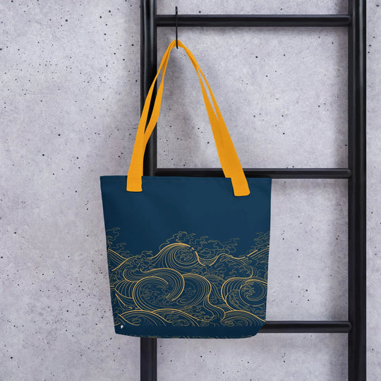 "Ocean One" - Golden Waves - Small Tote Bag 15"x15" - Pfresh