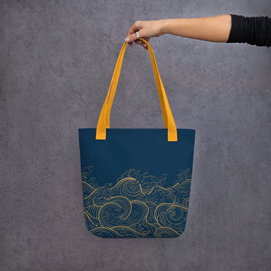 "Ocean One" - Golden Waves - Small Tote Bag 15"x15" - Pfresh