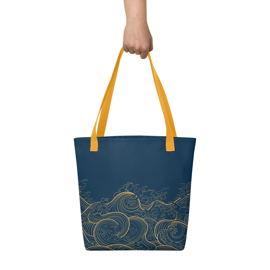 "Ocean One" - Golden Waves - Small Tote Bag 15"x15" - Pfresh