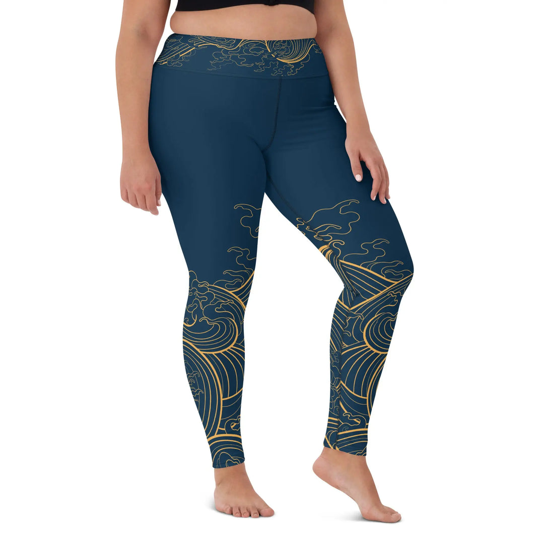 "Ocean One" Golden Waves - Leggings - Pfresh