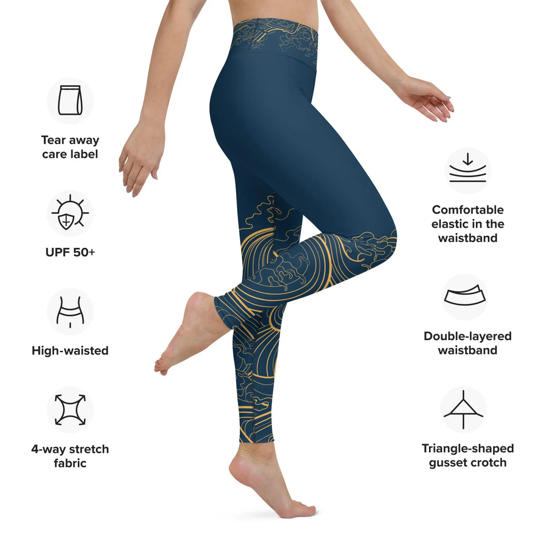 "Ocean One" Golden Waves - Leggings - Pfresh