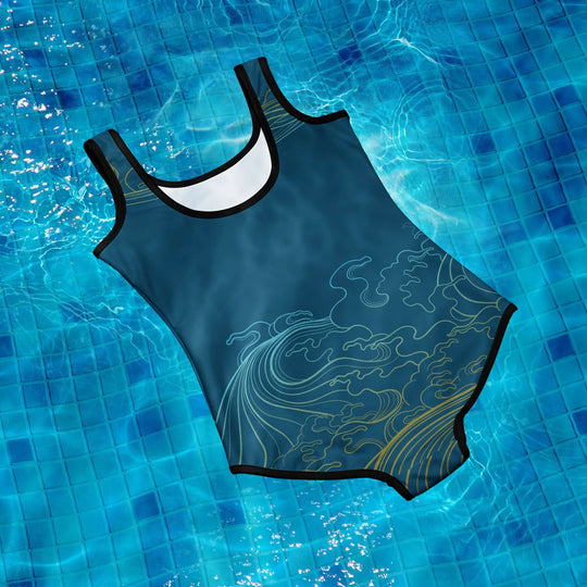 "Ocean One" - Deep Sea - Youth Swimsuit, black trim - Pfresh