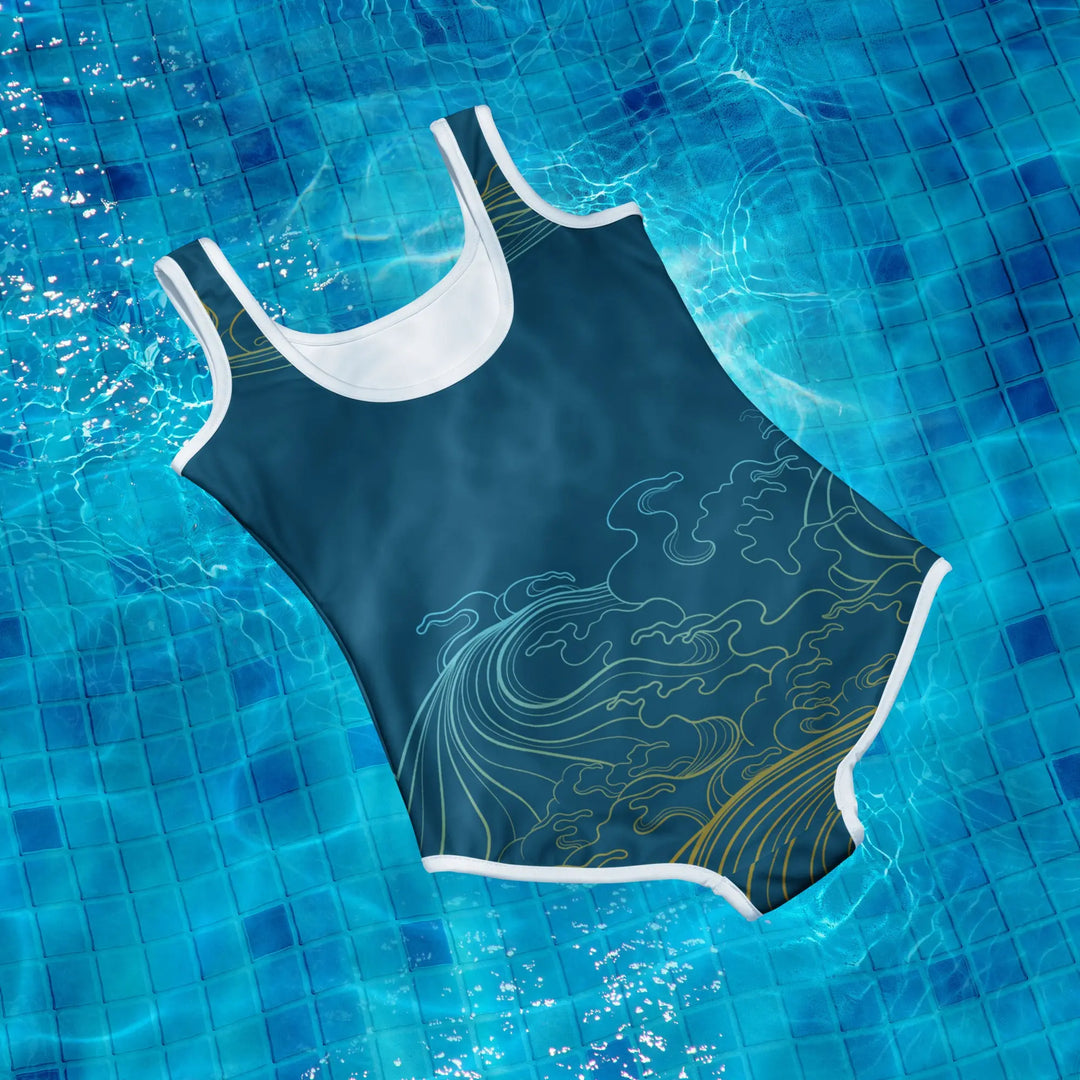 "Ocean One" - Deep Sea - Youth Swimsuit, white trim - Pfresh