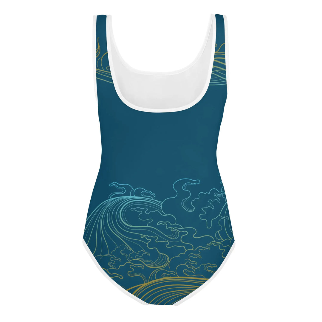 "Ocean One" - Deep Sea - Youth Swimsuit, white trim - Pfresh