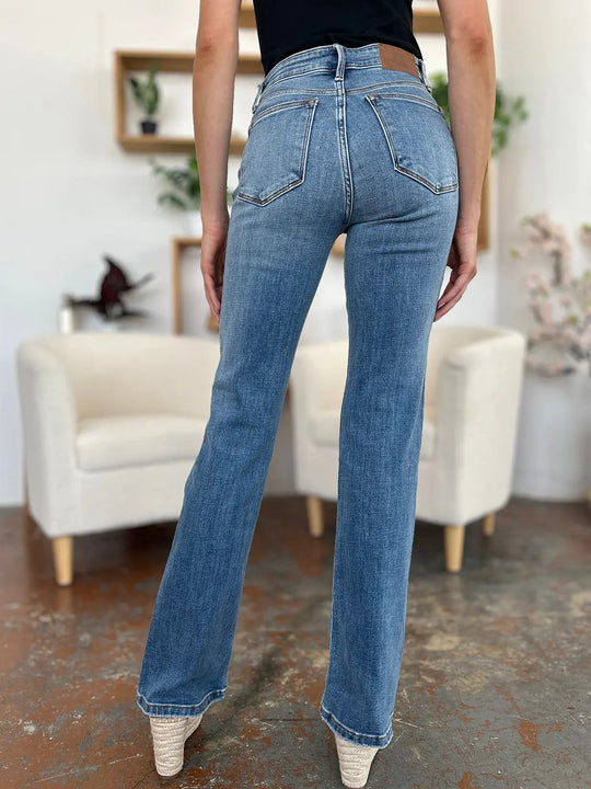 Judy Blue - Full Size Mid-Rise Waist Straight Jeans - Pfresh