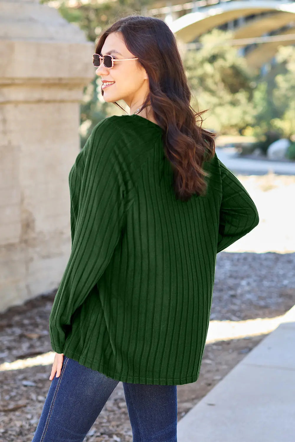 Basic Bae - Full Size - Ribbed Round Neck - Long Sleeve Knit Top - Pfresh