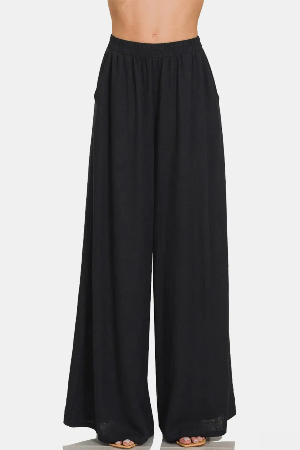 Zenana - Pleated Linen Blend - Wide Leg Pants - Pfresh