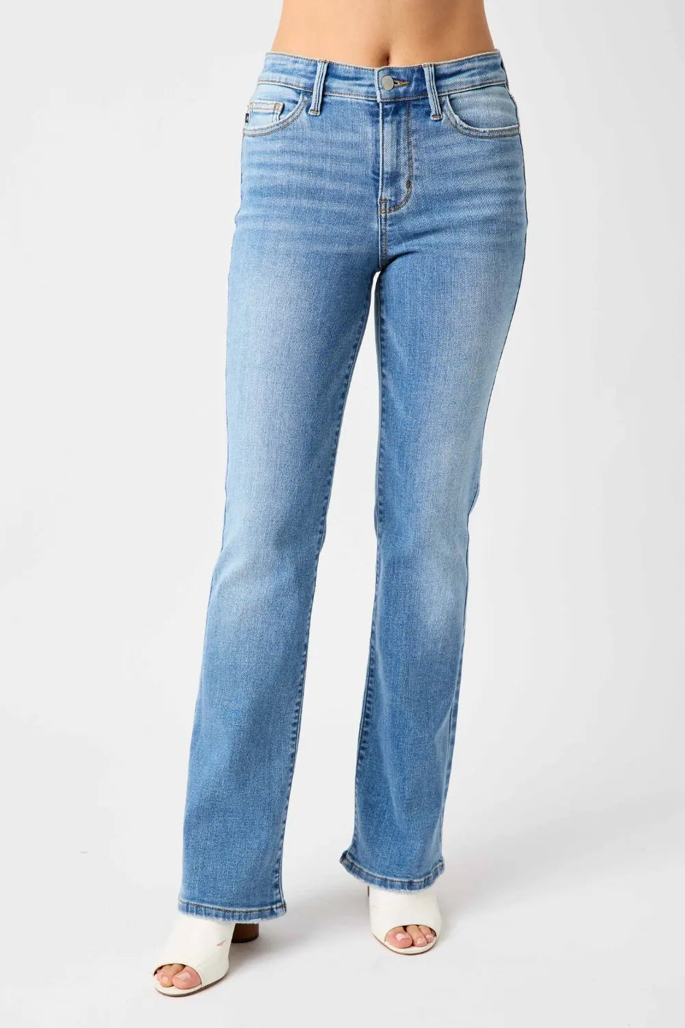 Judy Blue - Full Size Mid-Rise Waist Straight Jeans - Pfresh