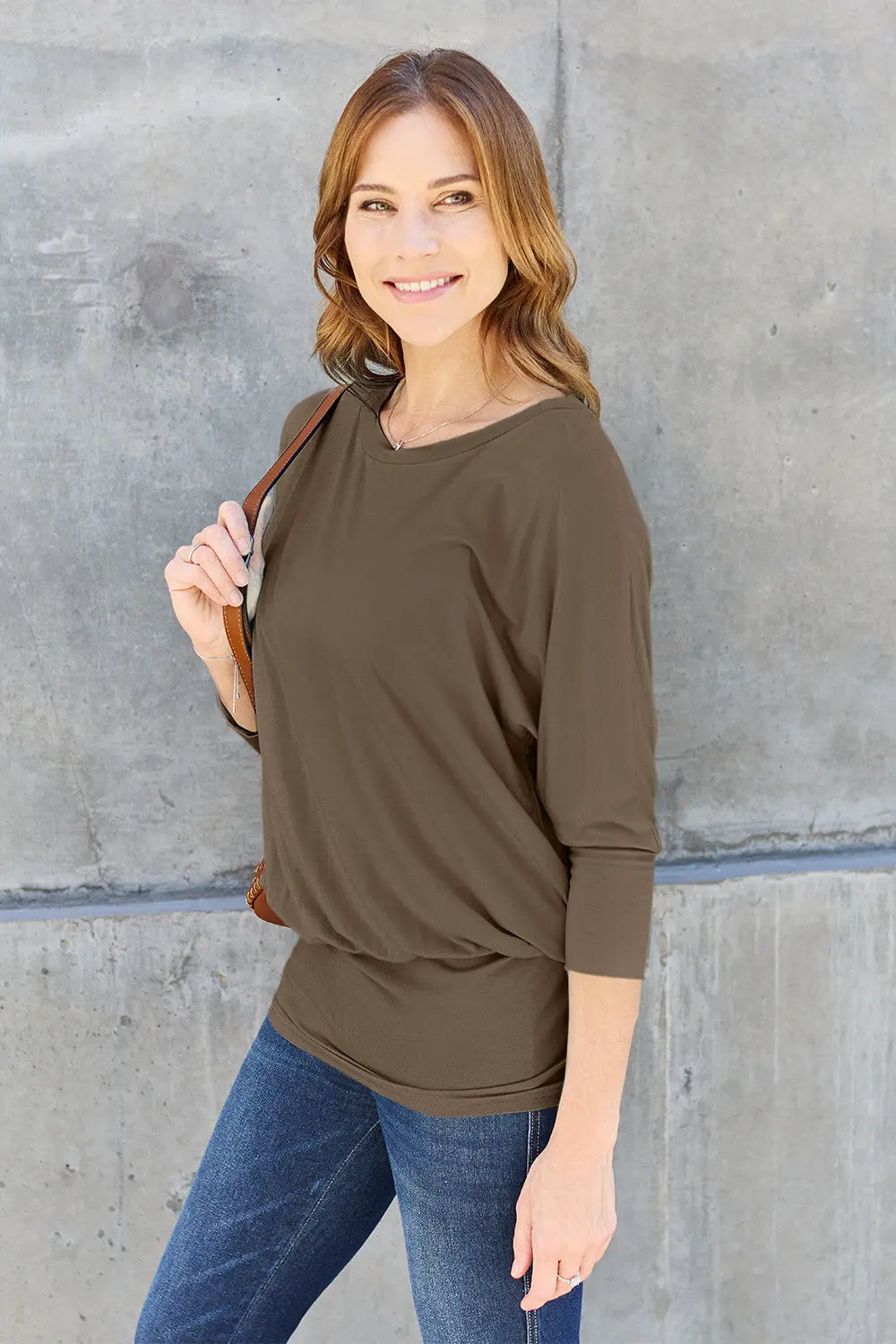 Basic Bae - Full Size Round Neck - Batwing Sleeve Top - Pfresh