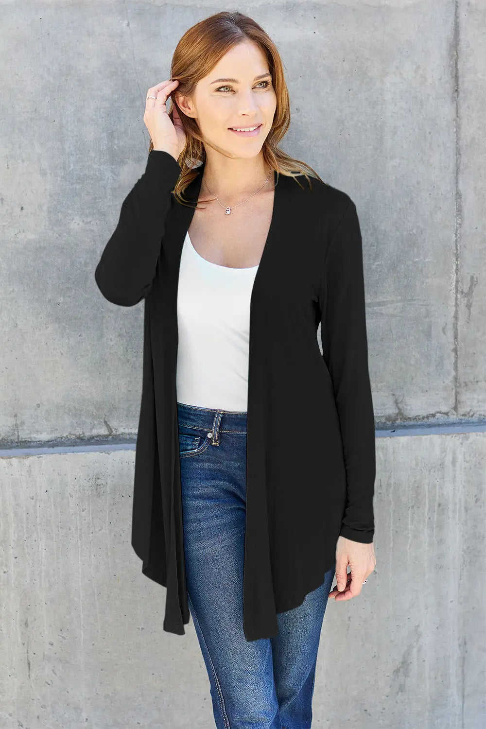 Basic Bae - Full Size - Open Front - Long Sleeve Cardigan - Pfresh