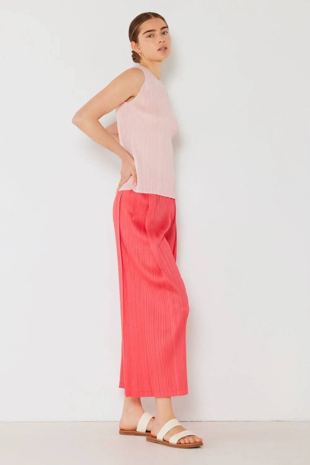 Marina West Swim - Pleated Wide-Leg Pants with Side Pleat Detail - Pfresh