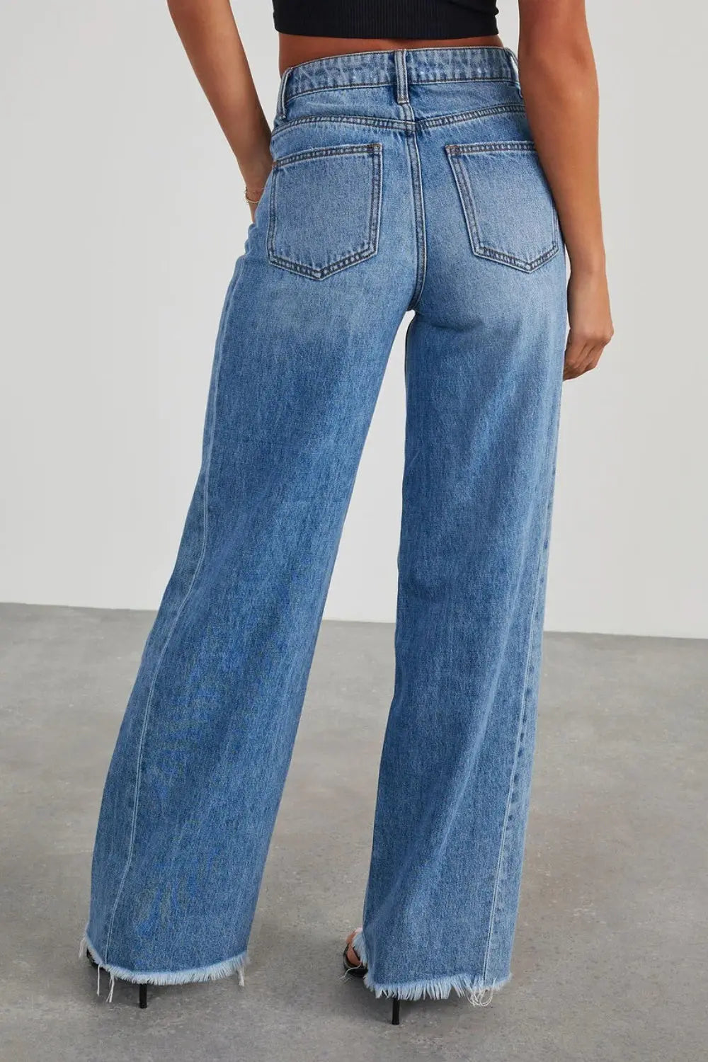 Raw Hem - Wide Leg - Jeans with Pockets - Pfresh