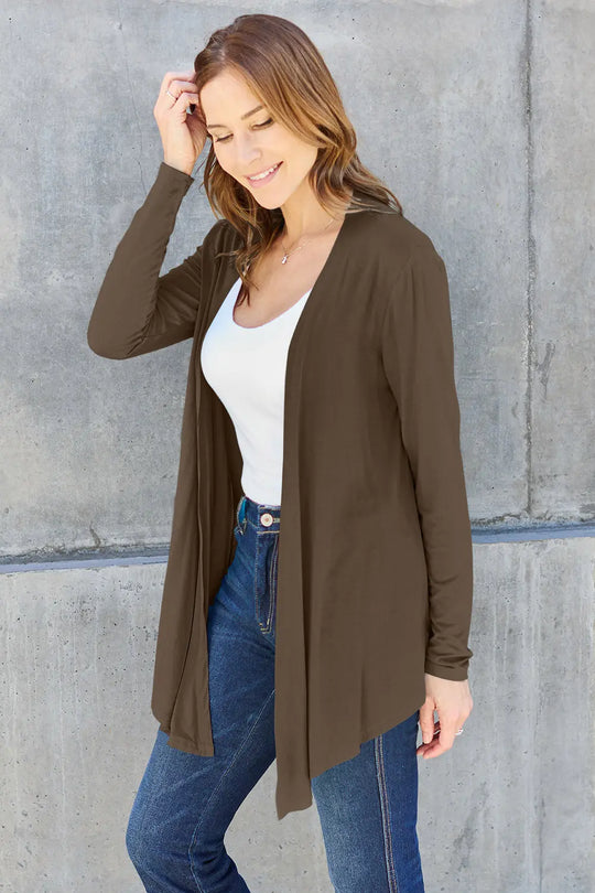 Basic Bae - Full Size - Open Front - Long Sleeve Cardigan - Pfresh