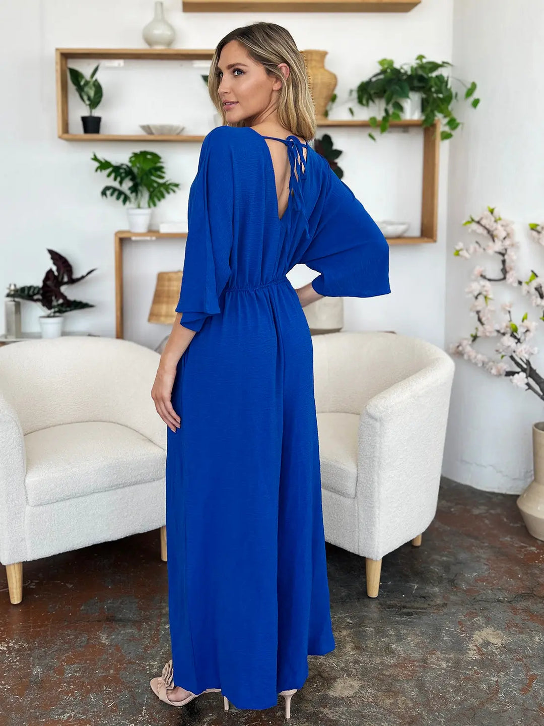 Double Take - Full Size - Surplice Wide Leg - Jumpsuit with Pockets - Pfresh