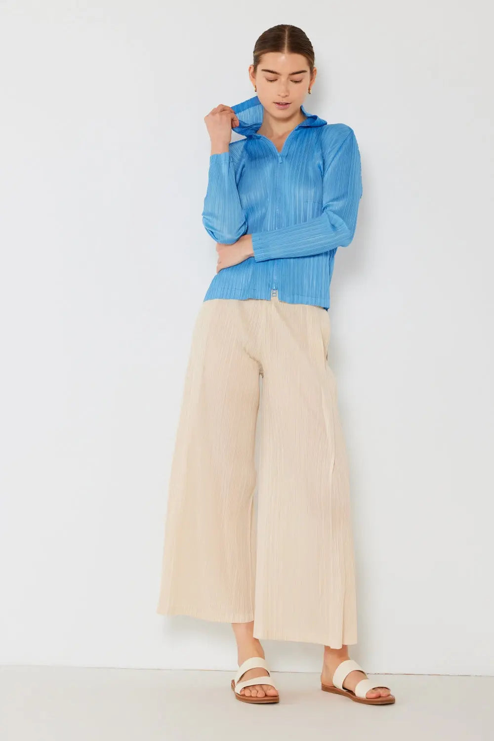 Marina West Swim - Pleated Wide-Leg Pants with Side Pleat Detail - Pfresh